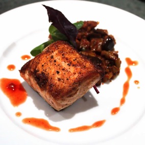 Salmon and caponata