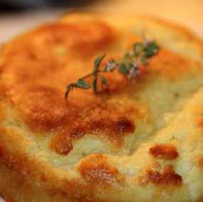 Goats cheese and thyme soufflé